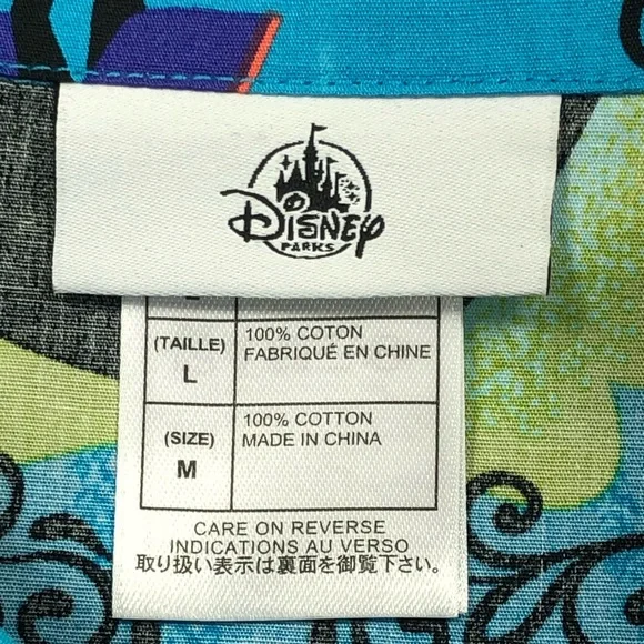 Disney Parks Haunted Mansion Short Sleeve Button Up Camp Shirt Size M Blue NWT